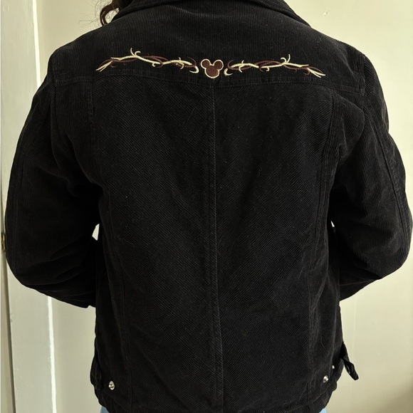 Y2K Disney Grunge Mickey Black Baddie Corduroy Faux Fur EGirl Jacket Small - Picture 12 of 12